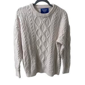 Aelfric Eden Retro 90s Vintage Cable-Knit Sweater Cream, XS